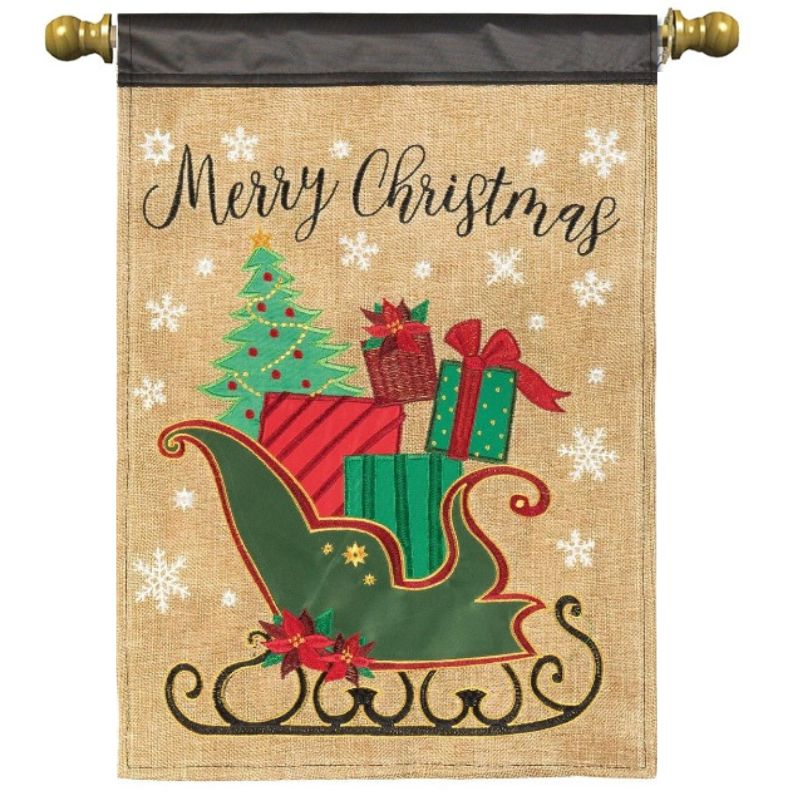 Sleigh Merry Christmas House Flag